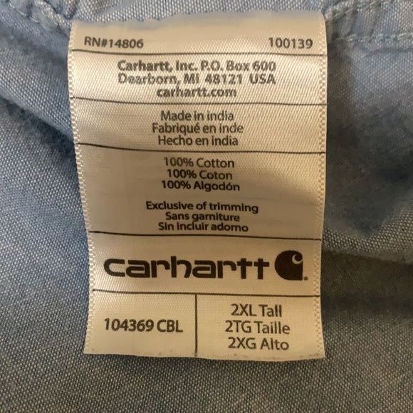 Carhartt Short Sleeve Mens jean button Down - Picture 4 of 7